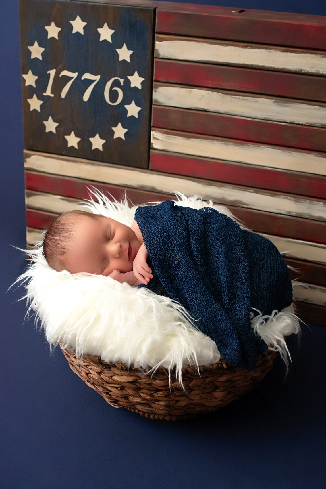 Newborn with American Flad